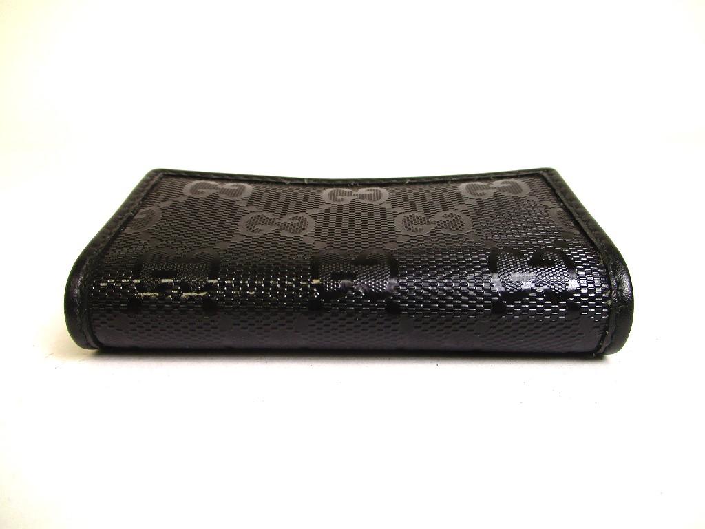 Authentic GUCCI GG Imprimee Black Leather 6 Pics Key Cases #a163  Open Box
