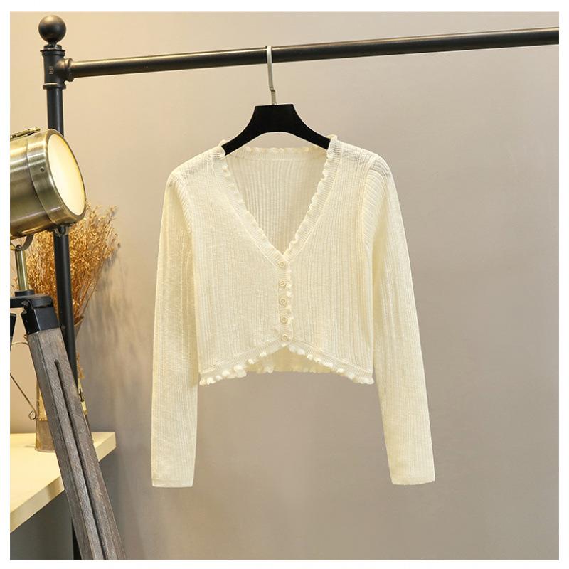 Sunscreen Cardigan Women's New Summer Thin Short White, Knitted Top Shawl Small Outer Skirt