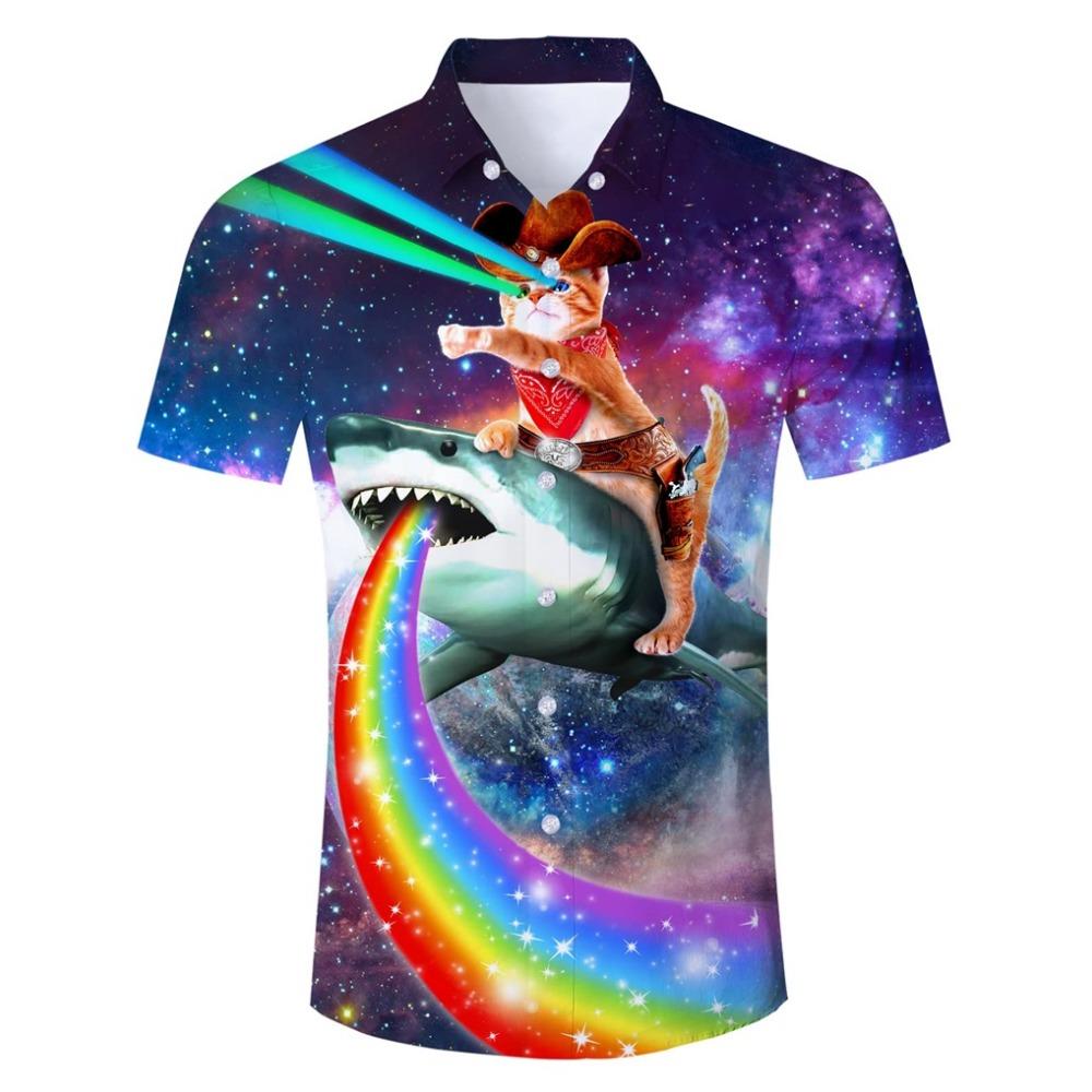 Cămașă Hawaiiană de Plajă pentru Bărbați Imprimeu 3D Animal Amuzant Tricou Top Casual cu Mânecă Scurtă Butonată Cămași Aloha de Vacanță Streetwear