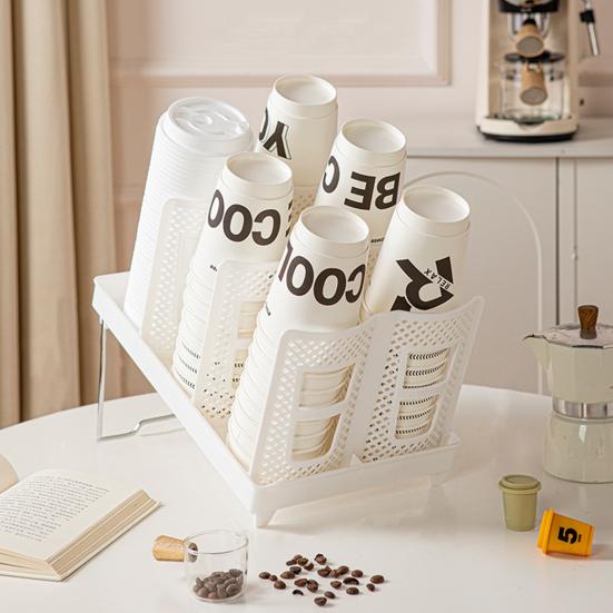 Adjustable Cup Holder Disposable Cup Dispenser with Removable Panels Living Room Drink Cup Organizer for Coffee Pods Straws