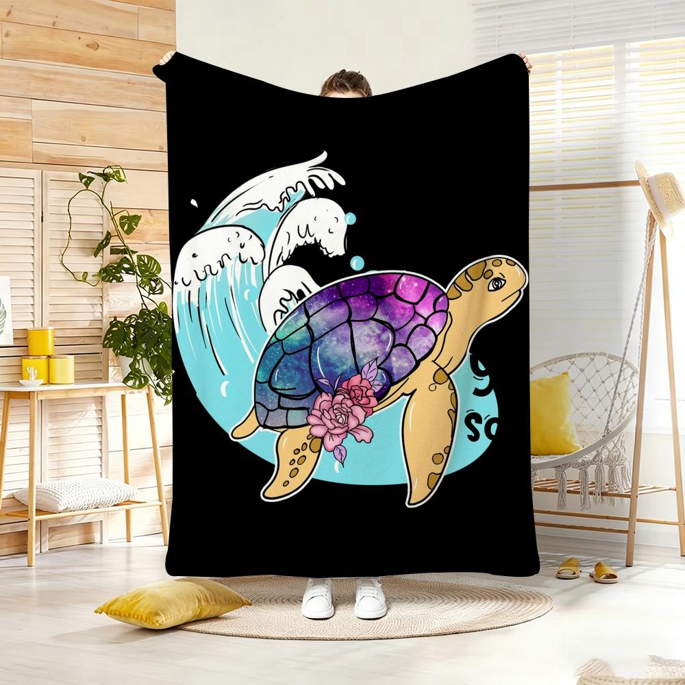 Illustration S-Summer Beach Vibes Throw Lightweight 240g Flannel Blanket Soft Skin-friendly for Summer Cooling