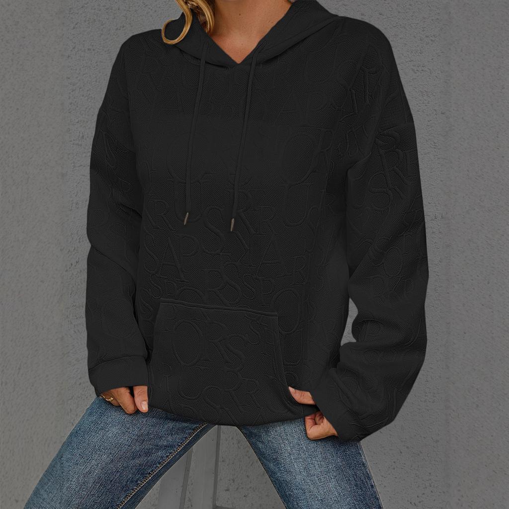 Damen Kapuzenpullover Langarm Lockerer Schnitt Buchstabendruck Pullover Sweatshirt Lässiges Oberteil