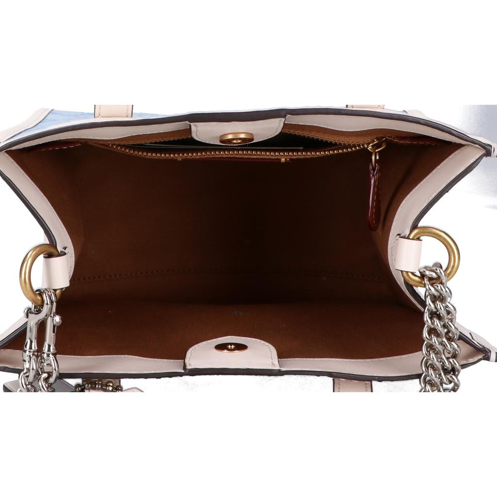 Coach C4692 Field Tote 22 Signature Chambray 2-Way Shoulder Handbag Light Blue / whiteUsed