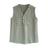 WTEMPO Turn-down Collar Sleeveless Striped Chiffon Shirts Women's Spring Summer Large Size Vest Tops with Buttons and Pockets