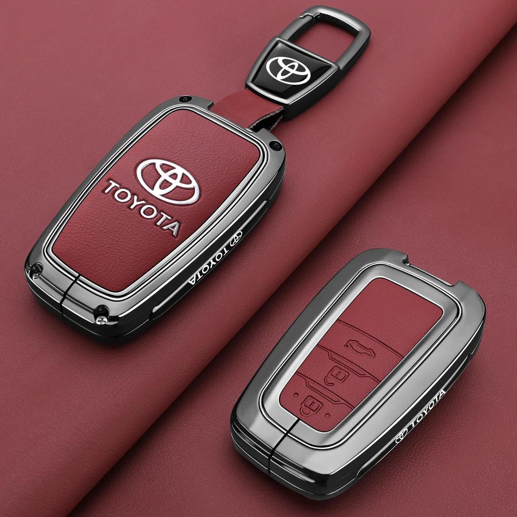 Leather Zinc Alloy Car Key Case for Toyota Corolla Hybrid 2021 Rav4 Land Cruiser Prado Camry Highlander Prius C-HR 2018+