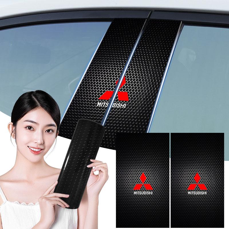 2Pcs Car Center Pillar Anti-scratch Protector Films Stickers For Mitsubishi Outlander Lancer 10 ASX RALLIART Eclipse L200 Pajero