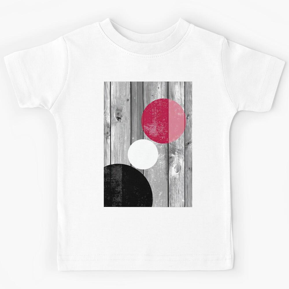 Rustic Wood Grain Abstract Circles Red Kids T-Shirt 110