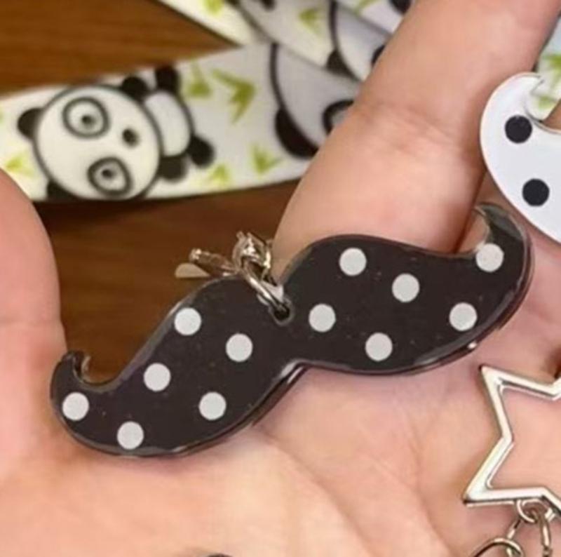 Charming Mustache Shaped Acrylic Keychain Excellent As A Gift Or Personal Accessory 5Cm Long 8G Lightweight