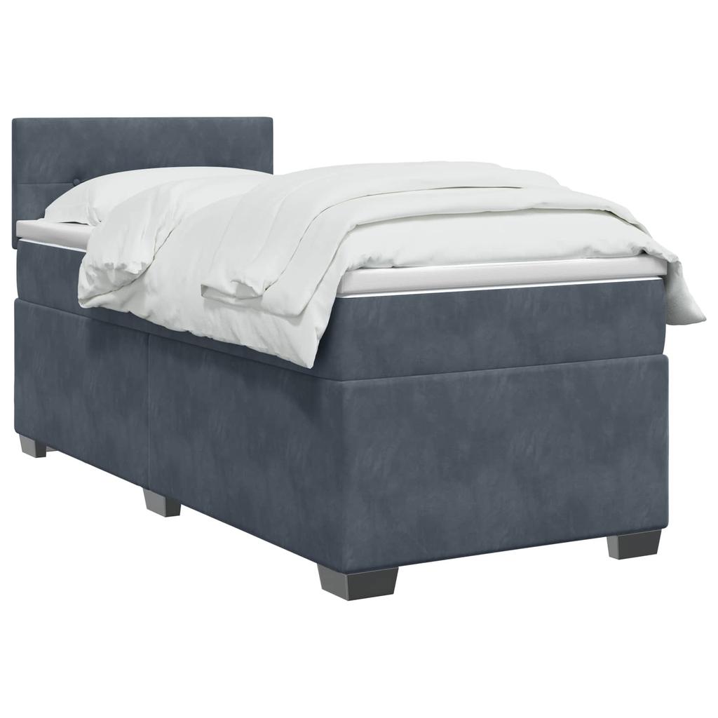 Box Spring Bed with Mattress Dark Grey 80 x 200 cm Velvet