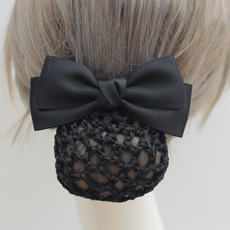 Women's Professional Hair Net Bow Clip for Work: Ideal for Hotel, Bank, Nurse, Flight Attendant, and Updo Styles.