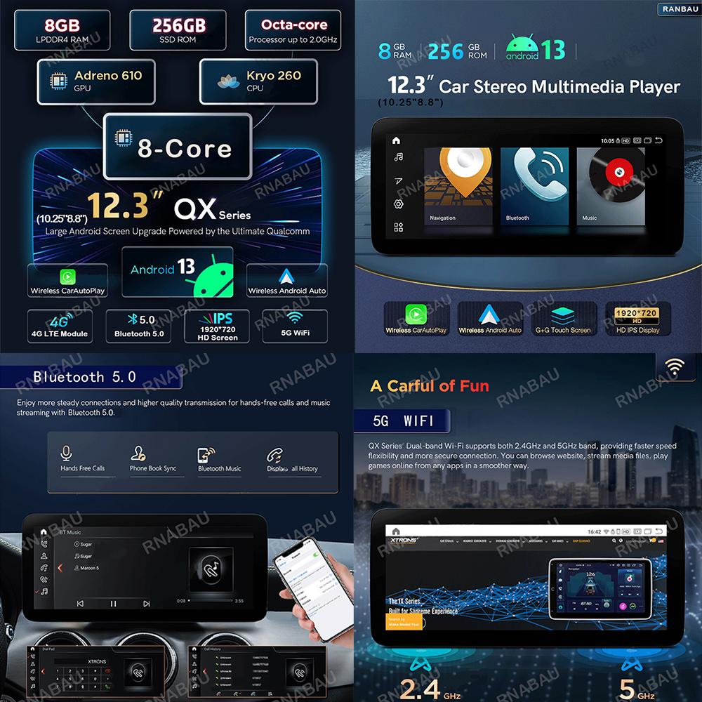 10.25" Android 14 Stereo For Mercedes Benz C Class W205 / GLC-Class X253 / V-Class W446 2014 -2018 Car Radio GPS Multimedia Auto