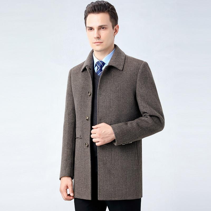 Autumn and Winter Middle-aged Men's Cashmere Coat Lapel Middle-aged Dad's Cashmere Liner Warm Jacket