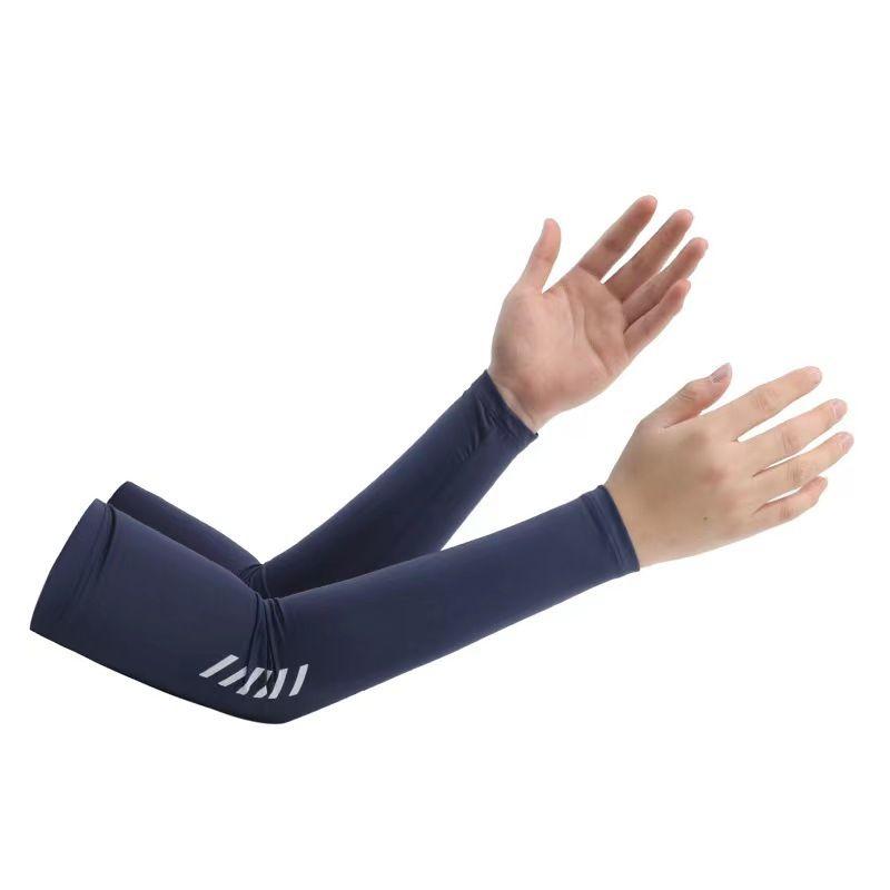 

Summer Sun Protection Oversleeve Men s UV Protection Gloves Women s Thin Ice Silk Gloves Cycling Long Arm Guard Half Finger Ice Sleeve Pure color blue One size