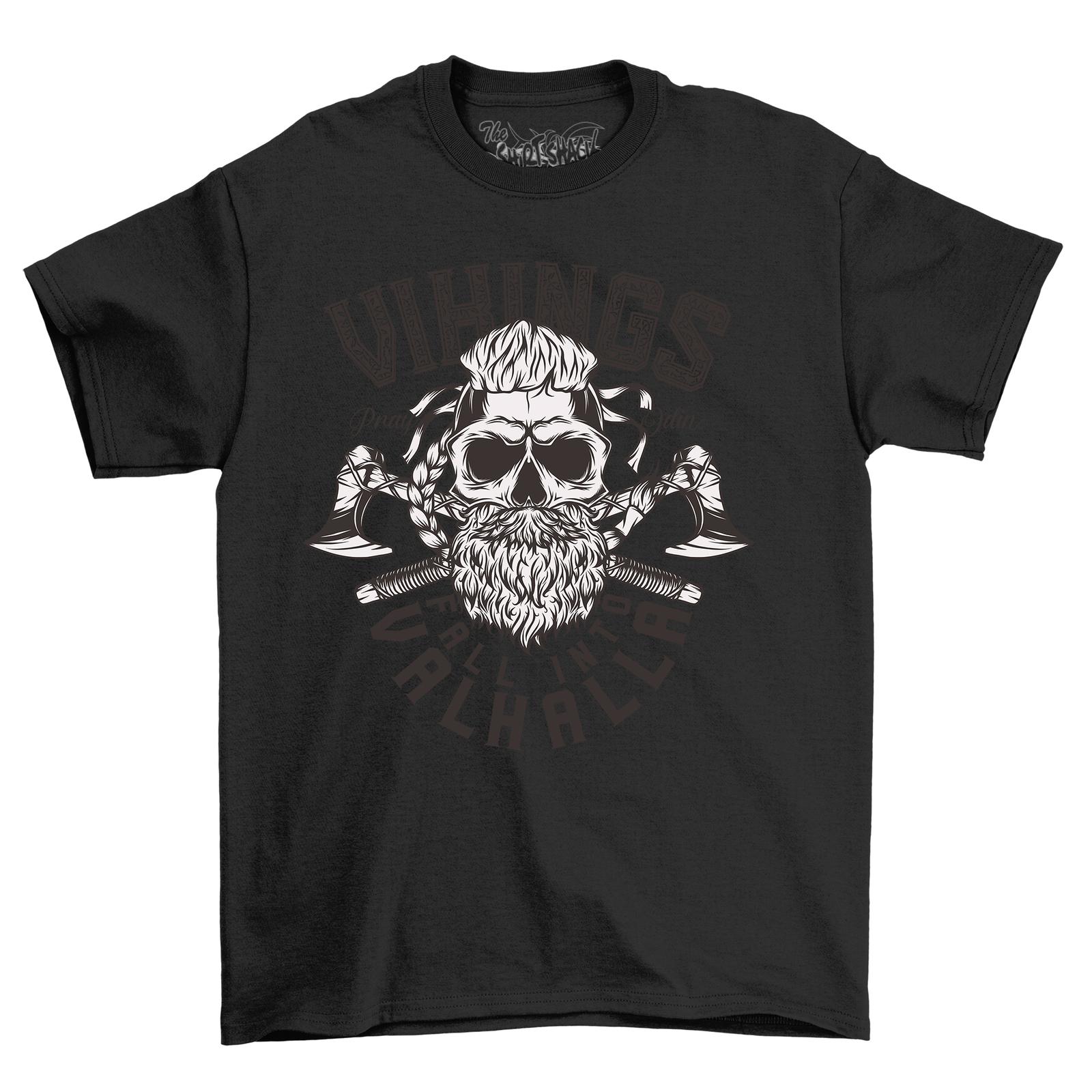 Vikings Fall Into Valhalla   T-Shirt Mens Womens Tees Top - Norse and Humorous! Funny shirt with Viki XL