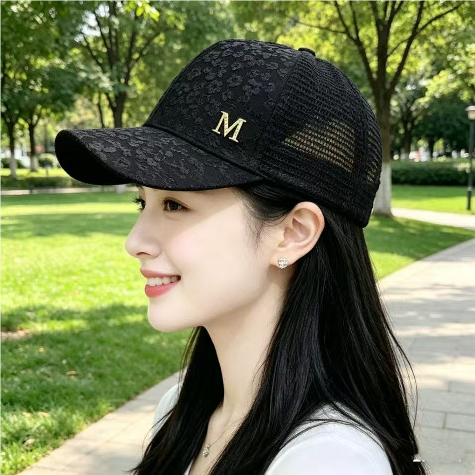 Tide lady mesh hat floral breathable baseball cap outdoor sun protection shade cap summer mesh hat