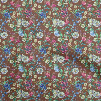 Bavlnená Flex Hnedá Látka Kvetiny Diy Oblečenie Prešívací Látka Potlačená Látka Na Meter 40 Palcov