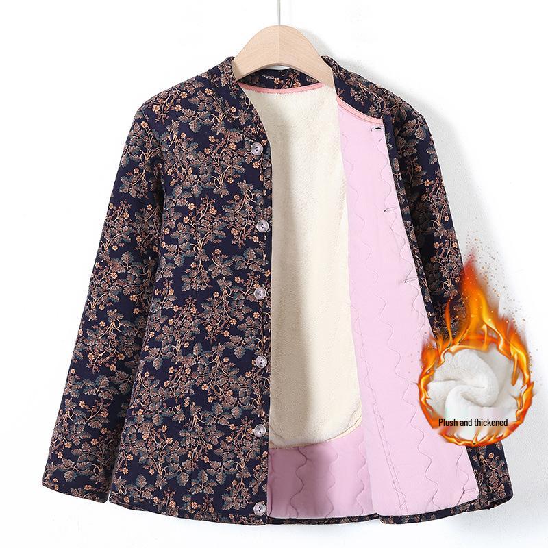 

Зимняя хлопковая куртка от бабушки - Теплая, легкая, с защитой талии на бархате для женщин среднего и пожилого возраста. 4XL (115-130 lbs)