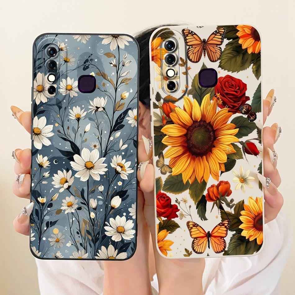 For Infinix Hot 8 / Hot 8 Lite X650 X650C X650B X650D Cute Cat Flower Cartoon Phone Case Shockproof Soft Silicone Covers Bumpers