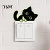 Cute Cat Light Switch Decals Glow in The Dark Black Wall Sticker, Luminous Self-Adhesive Waterproof Plates for Renters Decal, Decorative Room