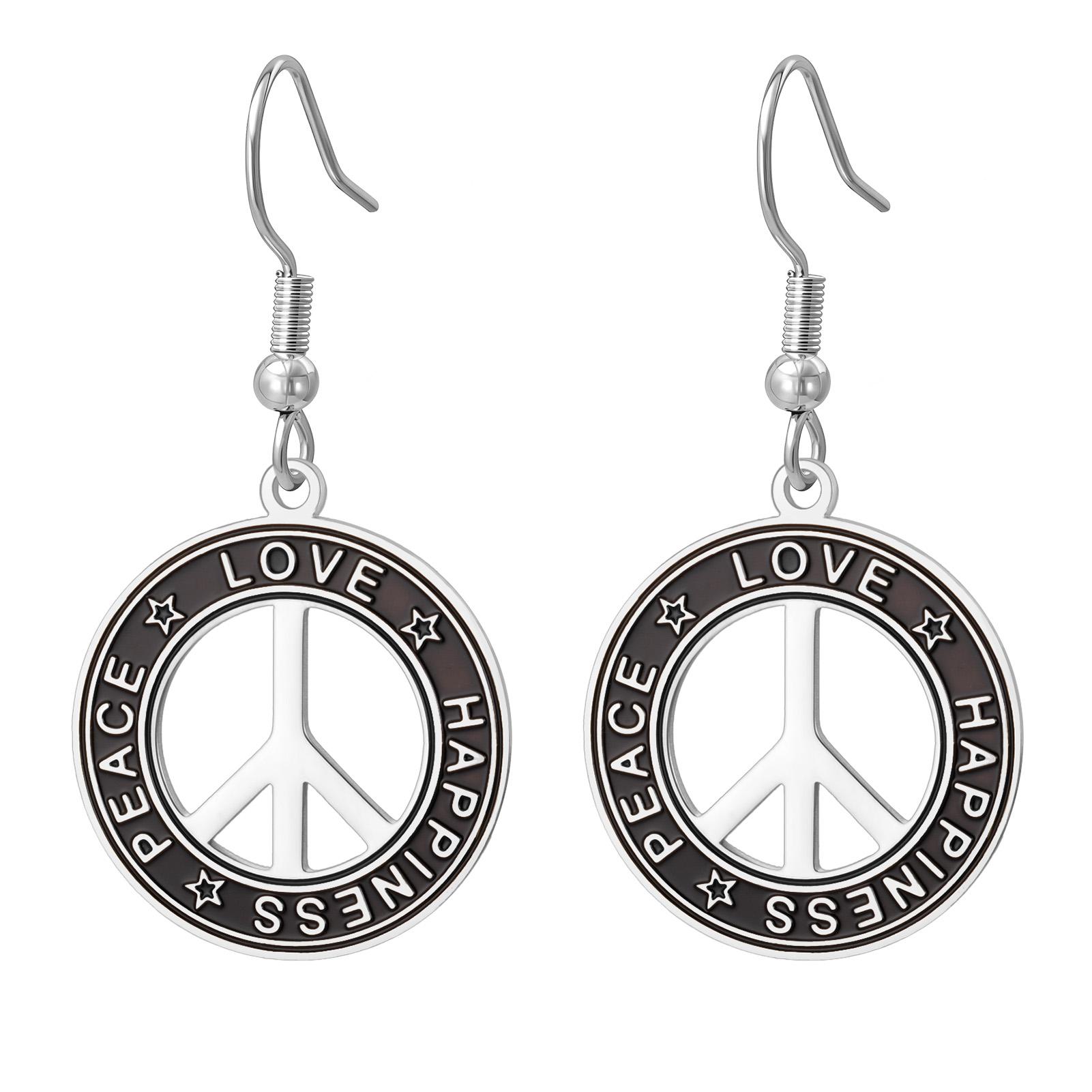 

LIKGREAT Peace Sign Earrings Stainless Steel Earring Happiness Peace Love Amulet Spiritual Jewelry Valentine s Day Gift