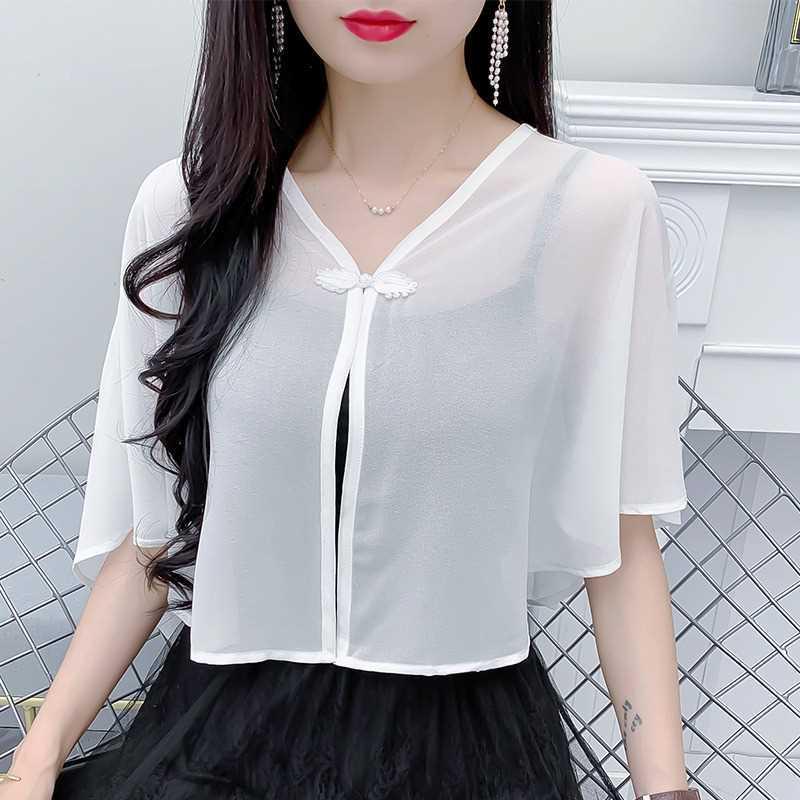 Women's Summer Shawl: Classic Sleeveless Chiffon Cape for Dresses or Cheongsams