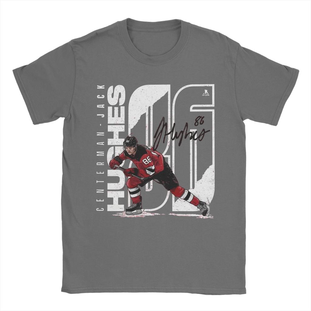Jack Hughes New Jersey Hockey T Shirt Unisexs Cotton Novelty TShirts Round Neck Tee Shirt Short Sleeve Clothing XL XL