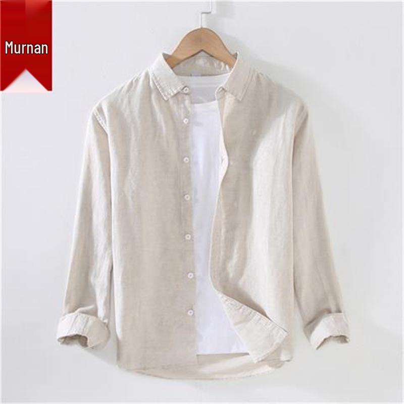 Men's Summer Linen Sun Protection Shirt Jacket - Thin, Long-Sleeved, Cotton/Linen Blend, Casual Outerwear Top