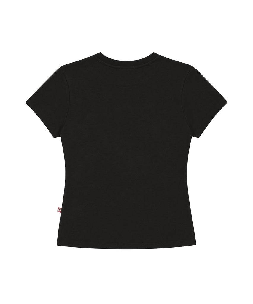 S'EST Crop Eyelet Cut-Out T-Shirts Black