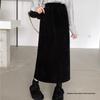 High-Waist Corduroy Velvet Skirt - 2024 Autumn/Winter Collection, Slimming Mid-Length with Side Slit
