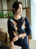 Women's Retro Charm Wool Cardigan: Autumn/Winter Diamond Pattern, Color Block, Slimming Round Neck Knit Sweater