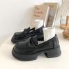 Platform Loafers Women's Shoes 2025 New Height-increasing Women's Shoes British Style Small Leather Shoes Women's Black Single Shoes