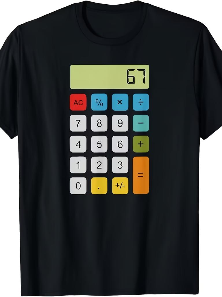 Calculator 67 Fun Math Meme T-Shirt, Casual Unisex Kids T-Shirt, Simple Lifestyle Style