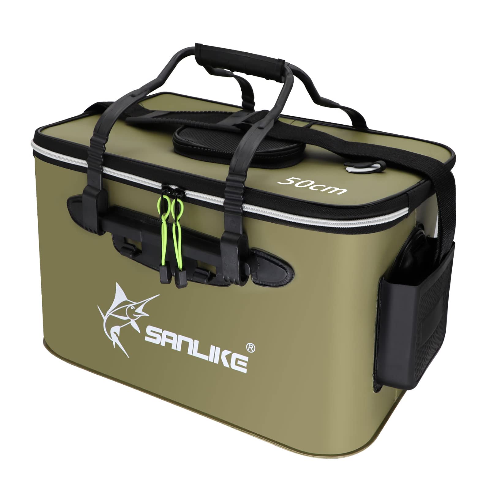 

SANLIKE Foldable Water 39L EVA Compact and for Gear and Bait Car and Sandpits Bucket, Capacity, 50cm, Material, Lightweight, Green, Fishing, Storage, зелений