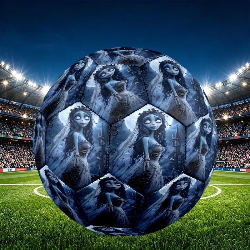 Corpse Bride Print Size 5 Soccer Ball, PU Wear Resistant Football for Match Training and Daily Practice, Birthday Gift for Soccer Fans
