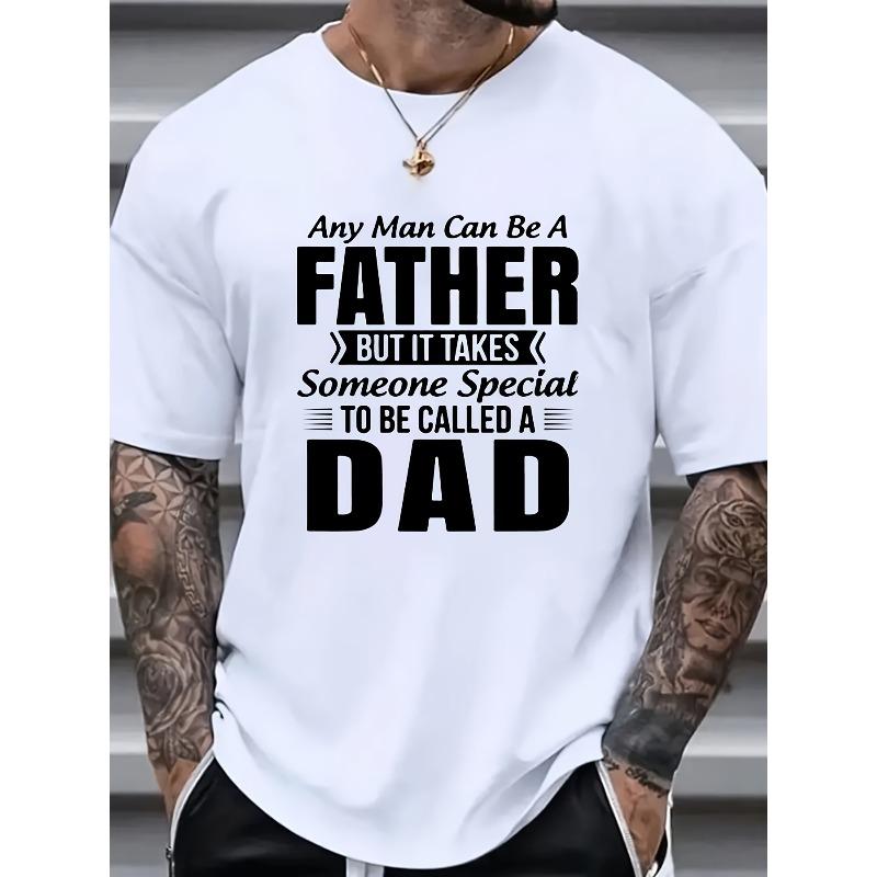 European Sizes Plus Size Men's Short Sleeve T-shirt, CALLED A DAD Print Casual Comfy Breathable Summer Tee Tops