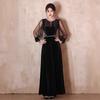 Evening Dress Women's New Temperament Beautiful Temperament Velvet Autumn and Winter Banquet Host Annual Meeting