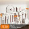 Stainless Steel Kitchen Hook Rack No Drill Wall Mount Storage Rail for Pot Lid Knife Spatula & Spoon Multi-functional Kitchen Organizer