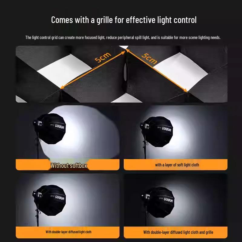 8-Light Parabolic Softbox with Quick Release, Double Layer Diffuser (45/65/90CM) - Bowens Mount for Photography