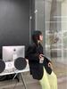 High-End Korean Style Black Suit Jacket for Petite Women - Loose, Thickened Fabric for Autumn and Winter