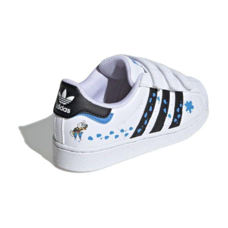 Adidas Originals Superstar Sst Comfortable Versatile Durable Shock Absorption Low Top Kids Skate Shoes Kids Sneakers White Blue IG6264
