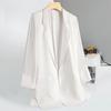 Women Thin Suit Coat Lapel Three-Quarter Sleeve Suit Jacket Solid Color Loose Fit Open Front Office Lady Coat Workwear