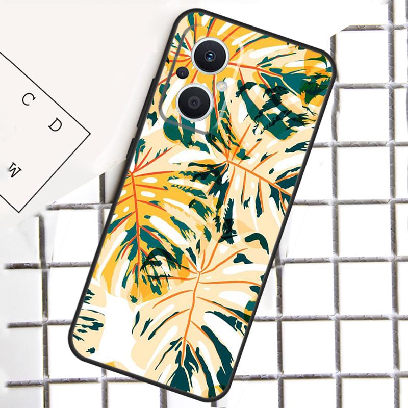 Tropical Leaf Pattern Phone Case For OPPO Reno 8T 7 8 Lite 14F 14 13 12 11 F 10 Pro OPPO Find X8 X6 X5 Pro Cover