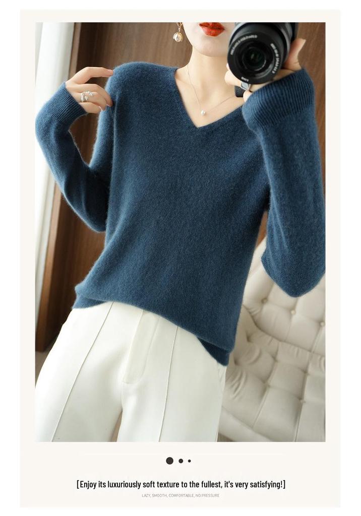 2023 V-neck Loose Plus Size Women's Sweater - Autumn & Winter Knit Pullover