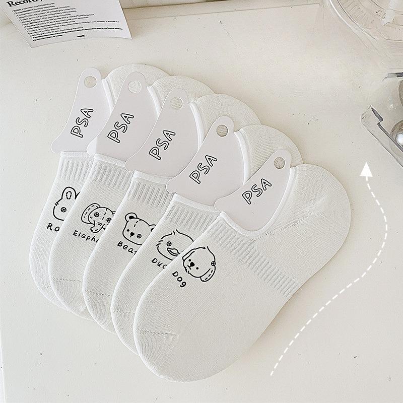 Summer Thin, Shallow-mouthed, Invisible, Non-slip and Cartoon-style Short Socks, Versatile Cotton Socks for Women