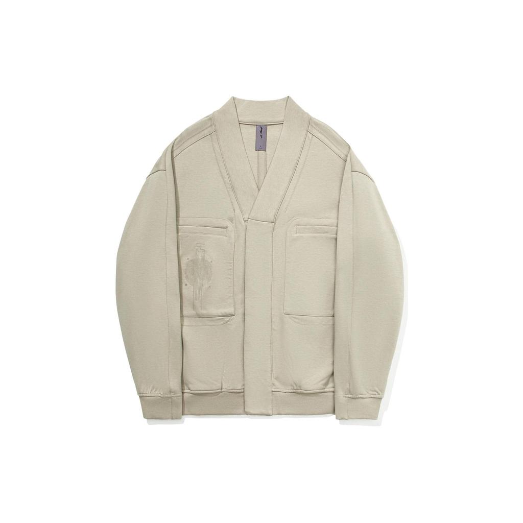 Li Ning X Jackie Chan Collaboration Kung Fu Series Solid Color V-Neck Pullover Loose Long Sleeve Knit Sweater Unisex Sweater Dark-Green AWDT663-1-yc