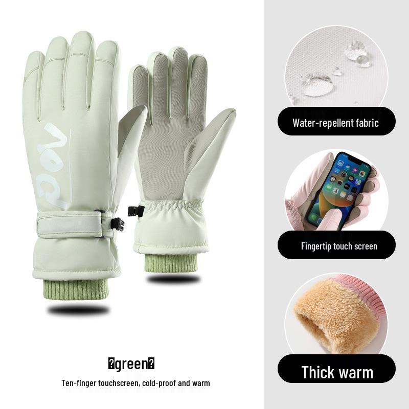 Women's Touchscreen Ski Gloves with Anti-Lost Buckle, Cold-Proof, Fleece-Lined, and Warm for Winter Sports and Cycling