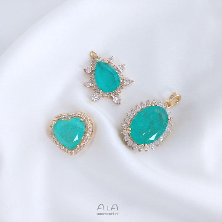 

14K Gold Filled Paraiba Gem Pendant with Micro-Set Zircon for DIY Necklace
