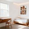 Sexy Blonde Woman Wavy Hair White Bikini Rocky Terrain Beige Building Blue Striped Shawl Metal Tin Sign Vintage Poster for Bar P