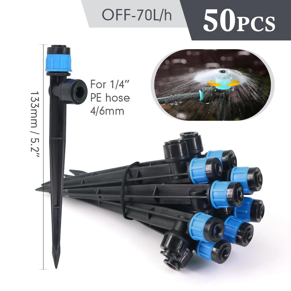 13cm Bubbler Sprinkler W/ Stake 1/4″ Quick Connect Adjustable Dripper Garden Irrigation Lawn Large Area Plants Watering 0-80L/H