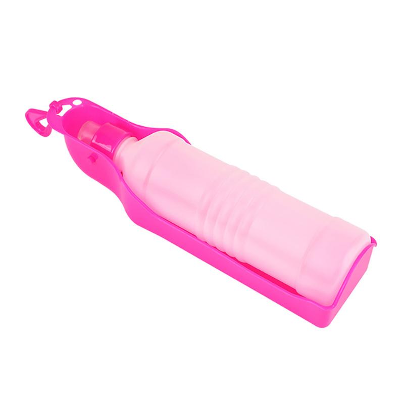 

Pet Dog Water Bottle Plastic Portable Outdoor Travel Drinking Water Feeding Bowl Foldable Outing Automatic Water Feeding Kettle 250ml рожевий